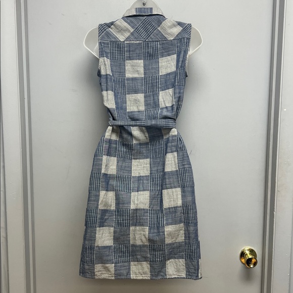 Tommy Hilfiger Sleeveless Shirt Dress Blue Patchwork Plaid Tie Waist Size 2 - Picture 2 of 11